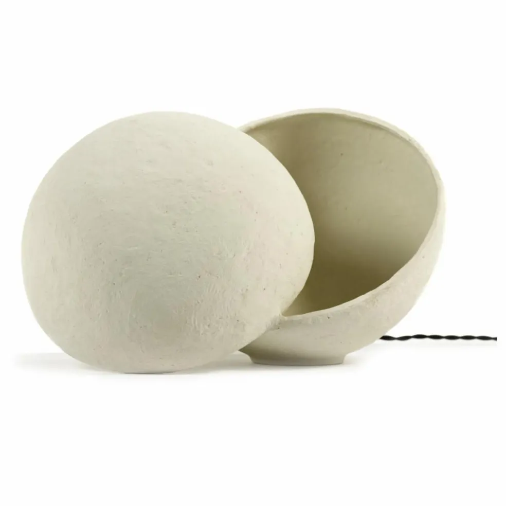 Lampe à poser Earth ronde en papier maché | Blanc