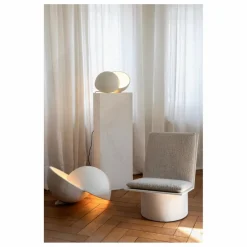Lampe à poser Earth ronde en papier maché | Blanc