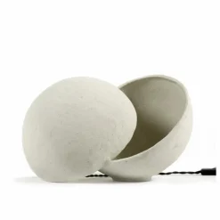 Lampe à poser Earth ronde en papier maché | Blanc