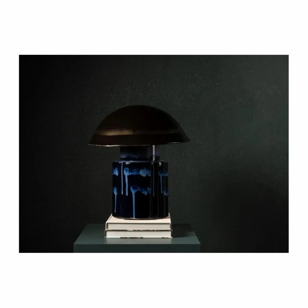 Lampe à poser en grès John, Anita Le Grelle | Bleu marine