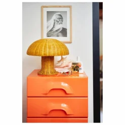 Lampe à poser en osier | Jaune moutarde