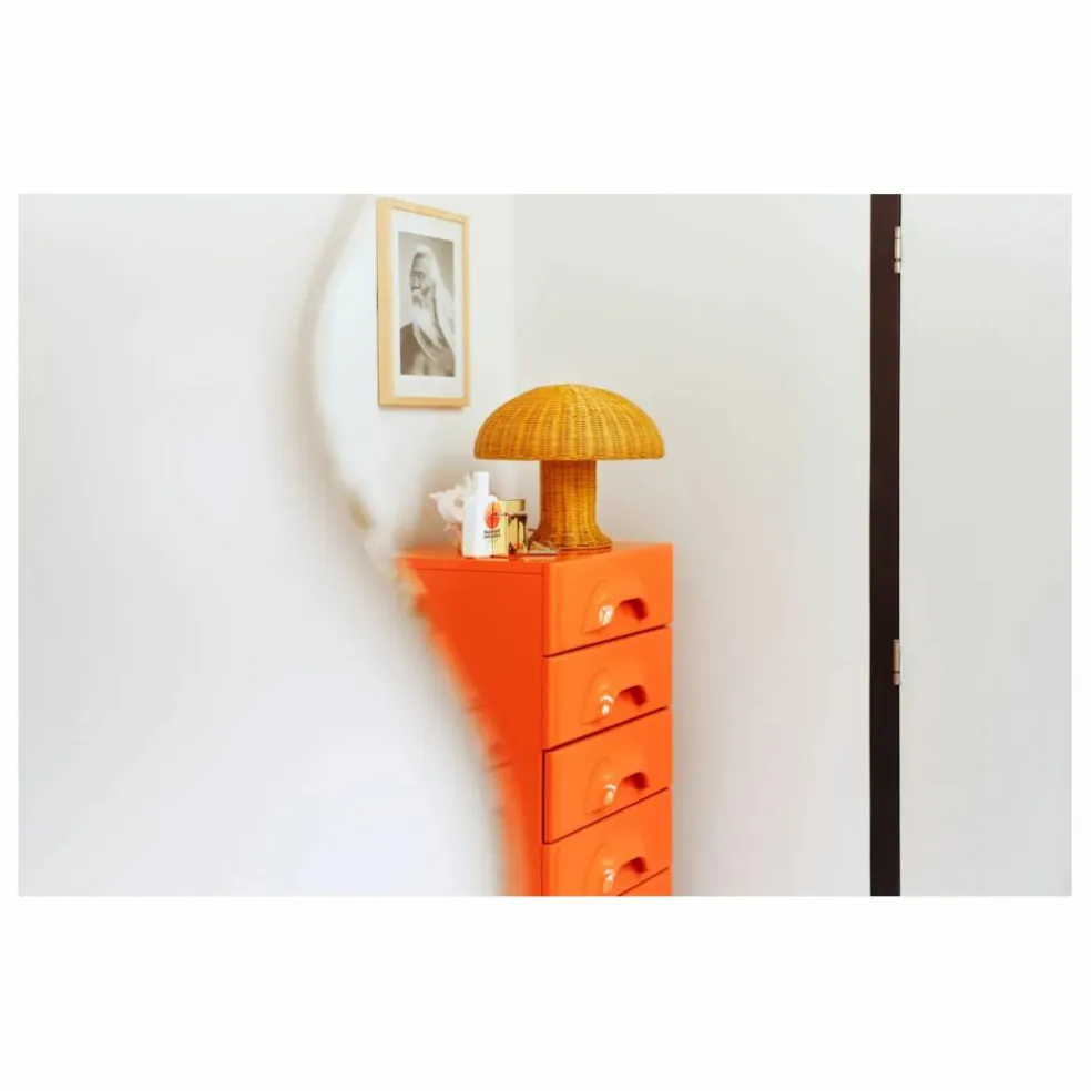 Lampe à poser en osier | Jaune moutarde
