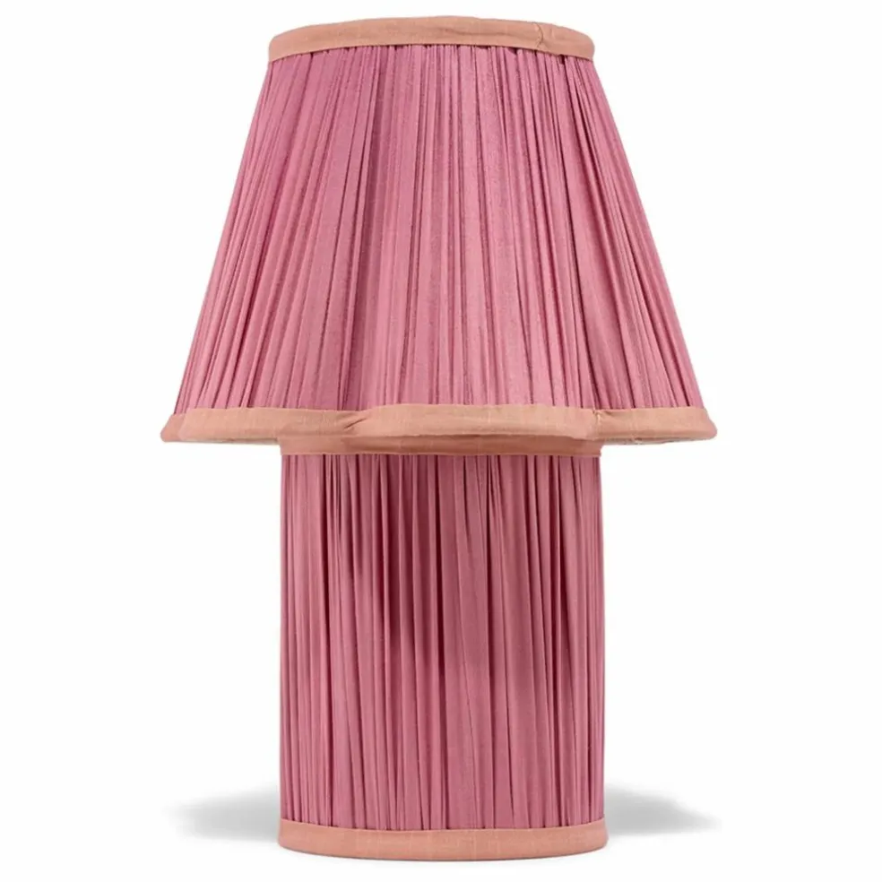 Lampe à poser en soie Myra | Rose fuschia