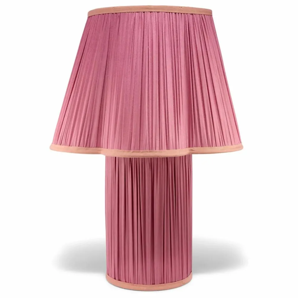 Lampe à poser en soie Myra | Rose fuschia