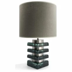 Lampe à poser Marta en verre et tissu texturé | Vert émeraude