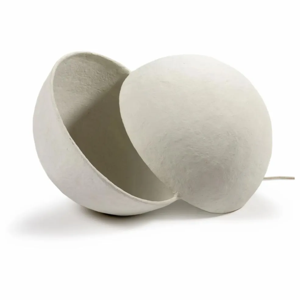 Lampe Earth ronde en papier maché | Blanc