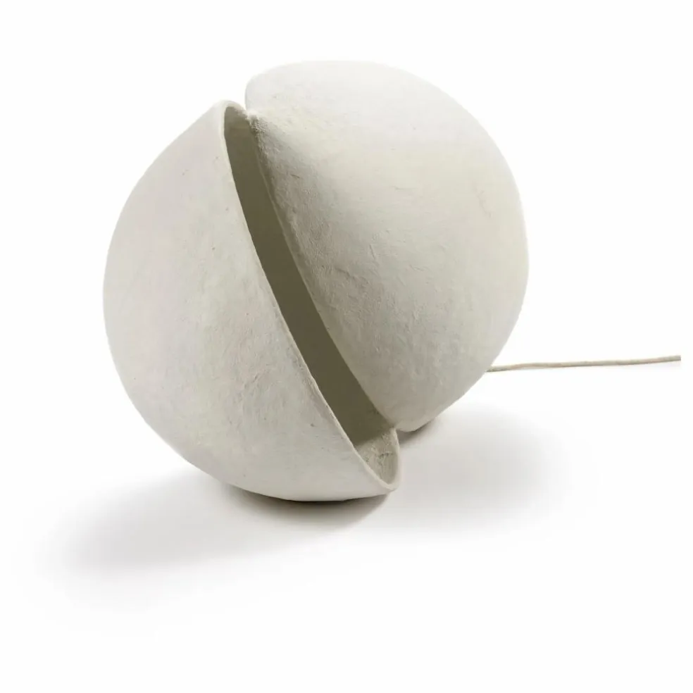 Lampe Earth ronde en papier maché | Blanc