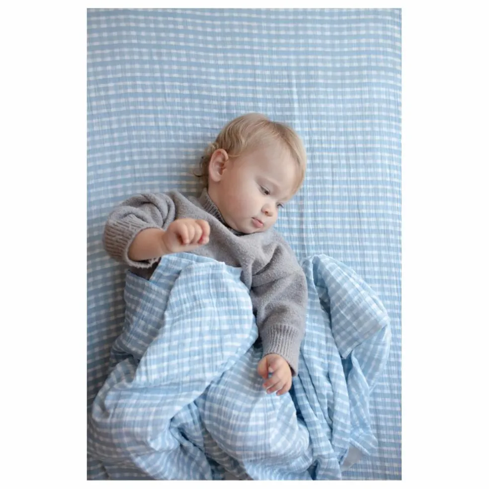 Lange d'emmaillotage Cottage en coton bio | Bleu