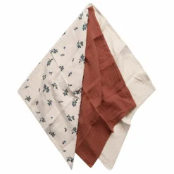 Langes Blueberry en mousseline de coton - Set de 3 | Ivoire