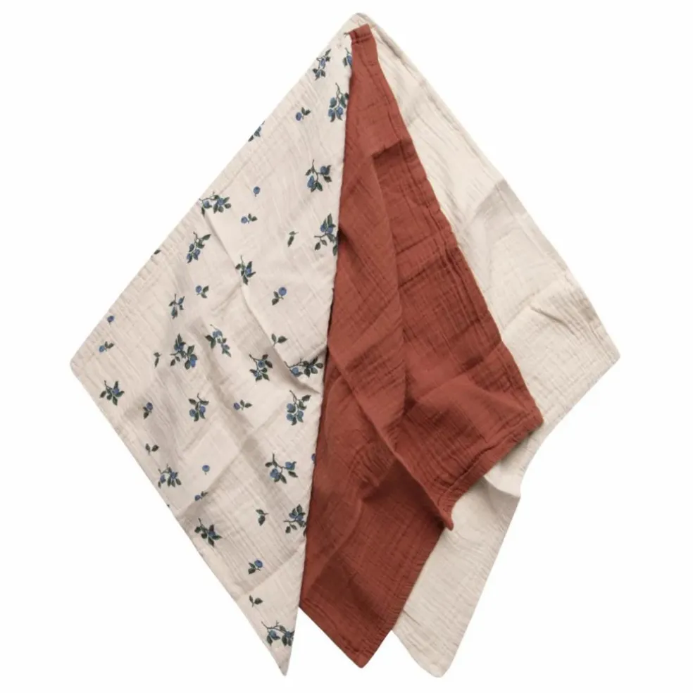 Langes Blueberry en mousseline de coton - Set de 3 | Ivoire