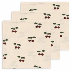 Langes en coton bio Cherry - Set de 3 | Rouge cerise