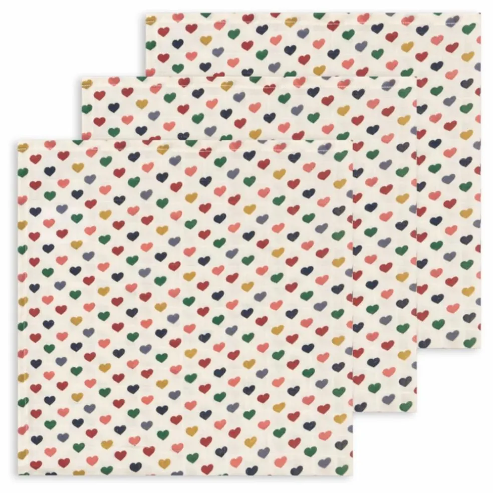 Langes en coton bio Cœur - Set de 3