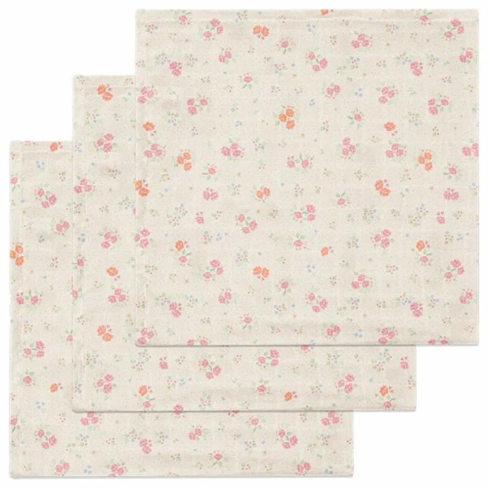Langes en coton bio Nonoka - Set de 3 | Rose