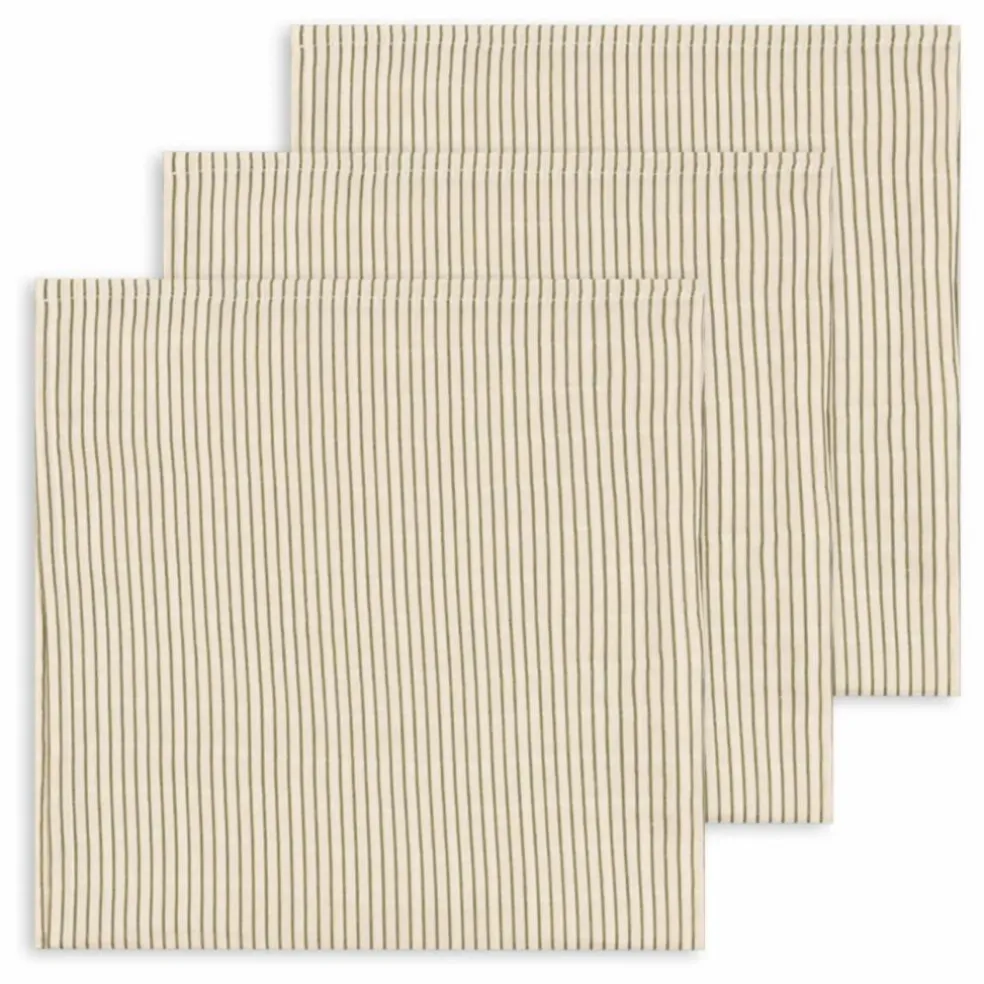 Langes en coton bio Tea Stripe - Set de 3 | Beige