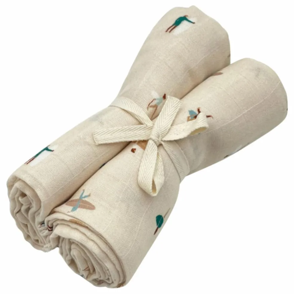 Langes en mousseline de coton - Set de 2 | Blanc