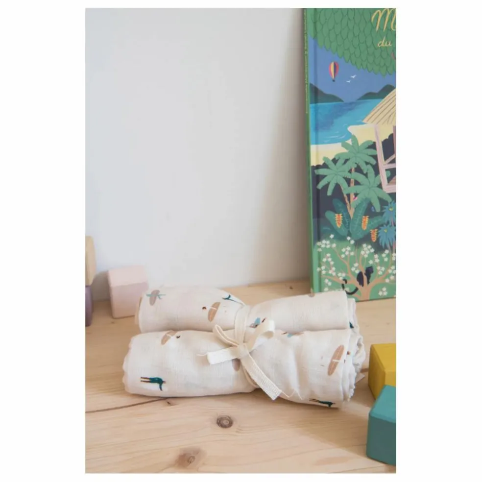 Langes en mousseline de coton - Set de 2 | Blanc
