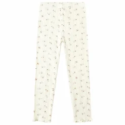Legging Côtelé Fleuri | Ecru