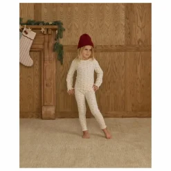 Legging Côtelé Fleuri | Ecru