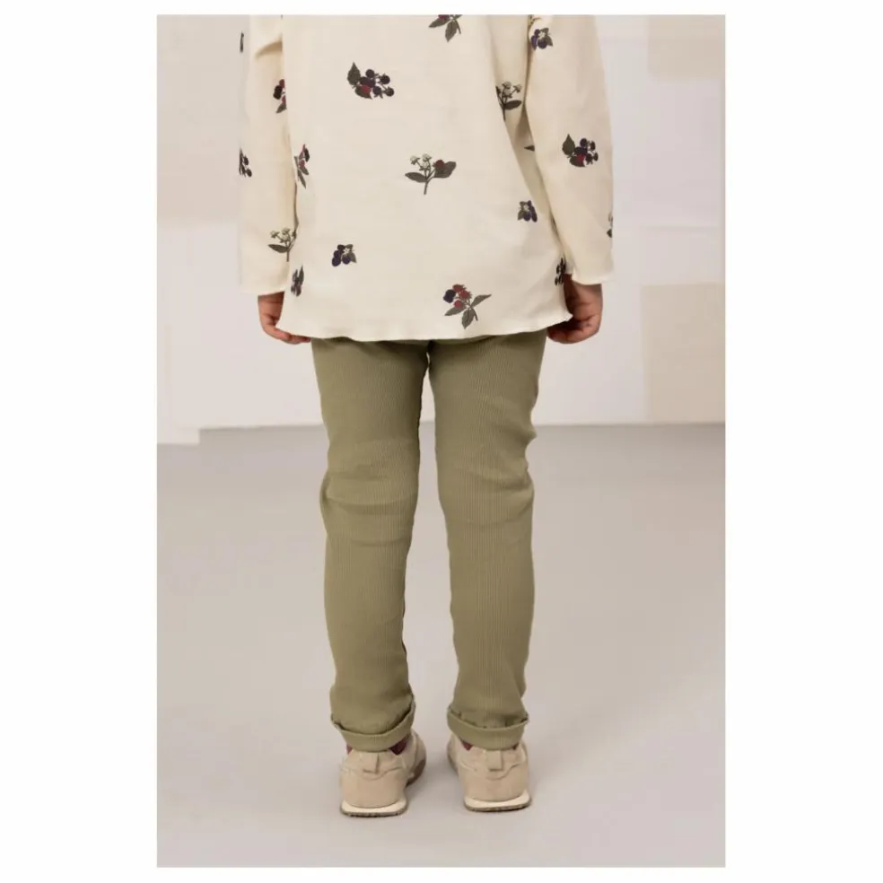 Legging Côtelé Rom-Pom Coton Bio | Vert kaki clair