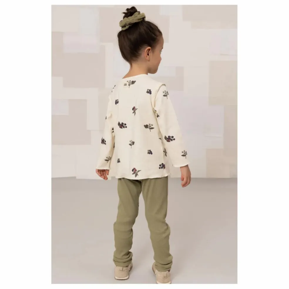 Legging Côtelé Rom-Pom Coton Bio | Vert kaki clair