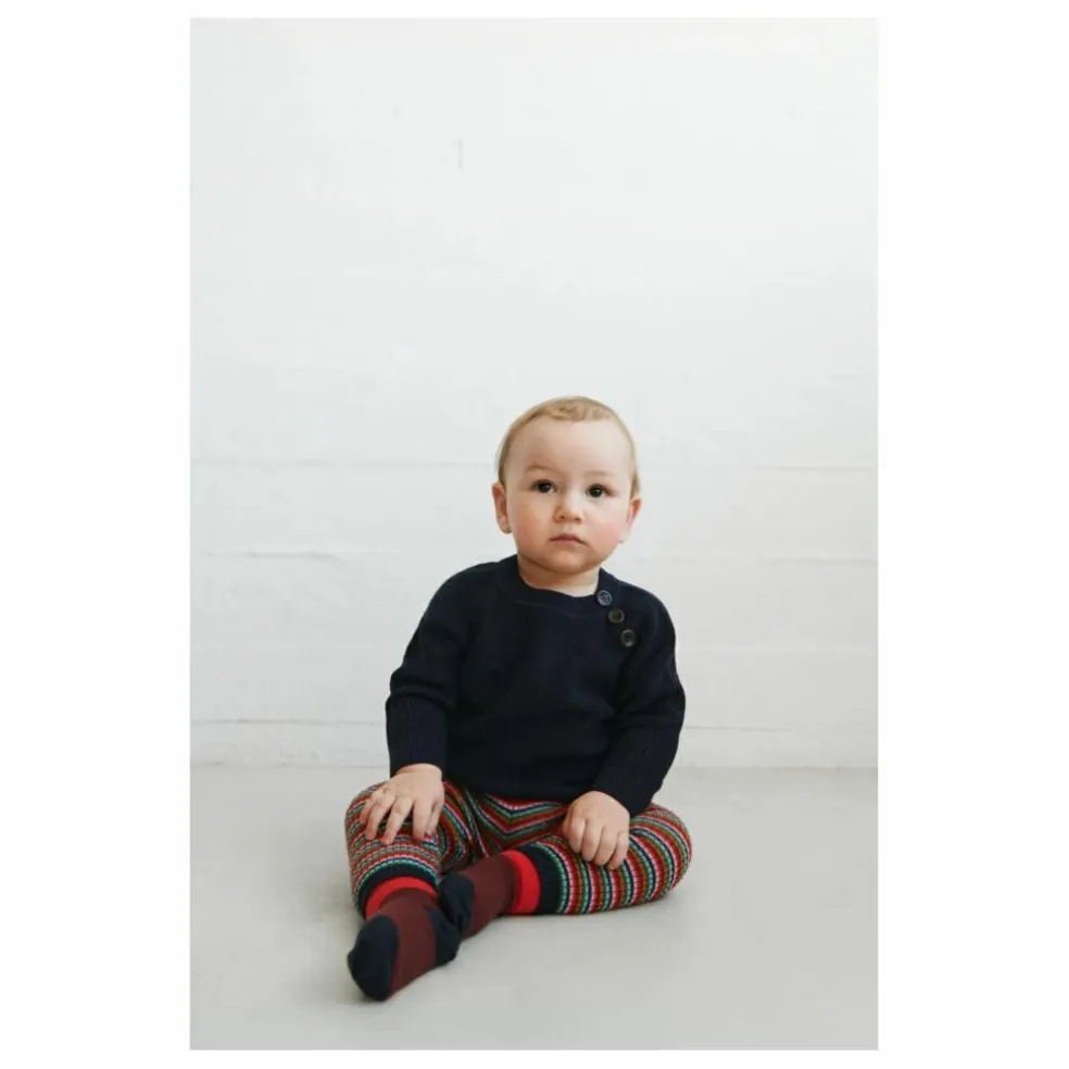 Legging Rayé Laine de Mérinos Bébé | Bleu marine