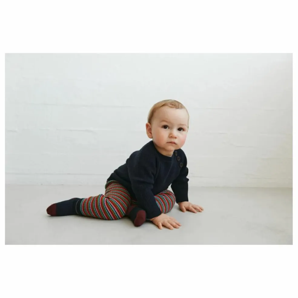 Legging Rayé Laine de Mérinos Bébé | Bleu marine
