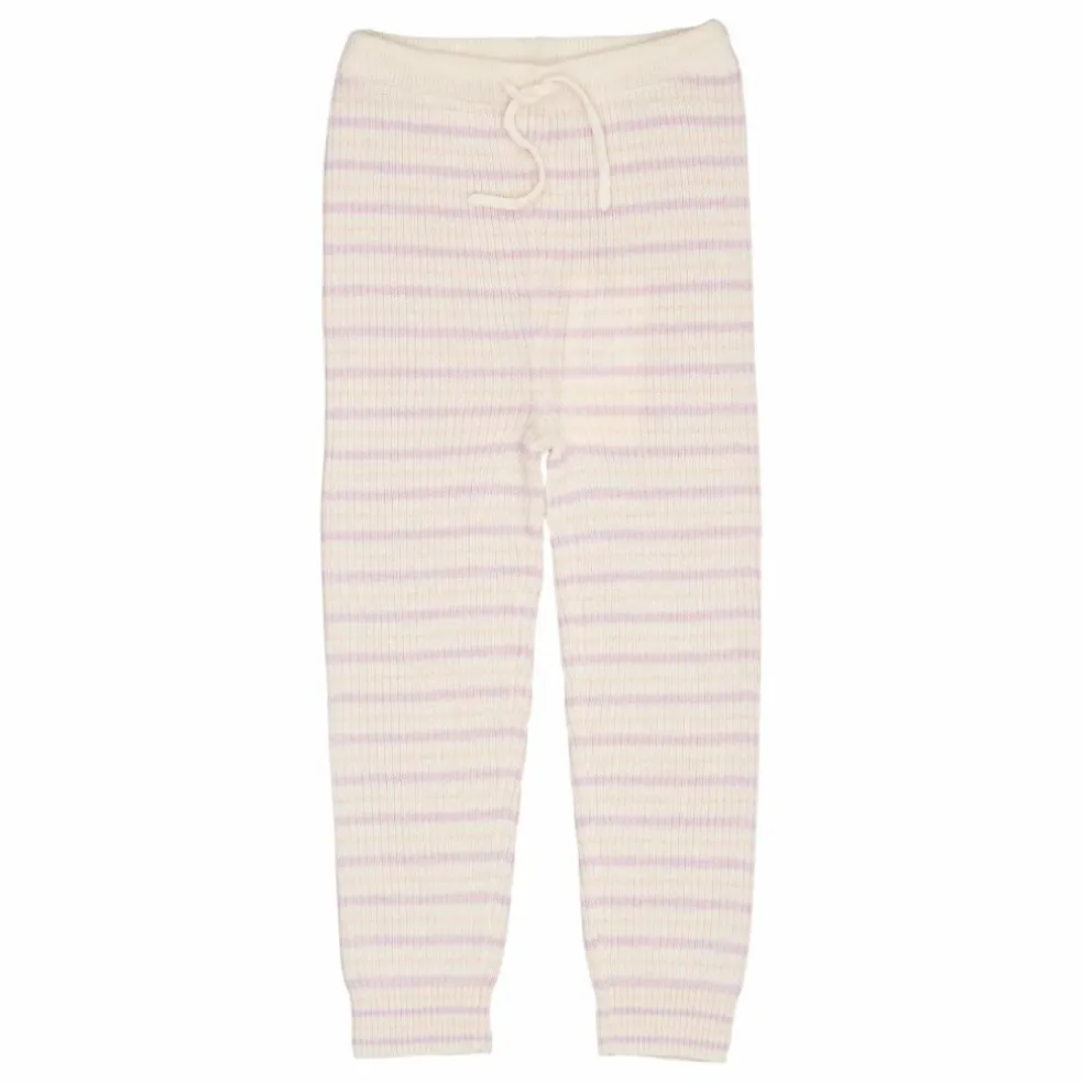 Legging Rayures Laine Mérinos | Lilas
