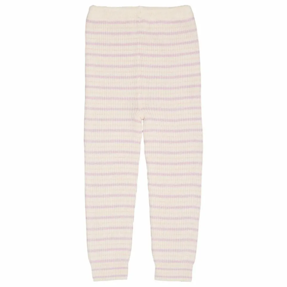 Legging Rayures Laine Mérinos | Lilas