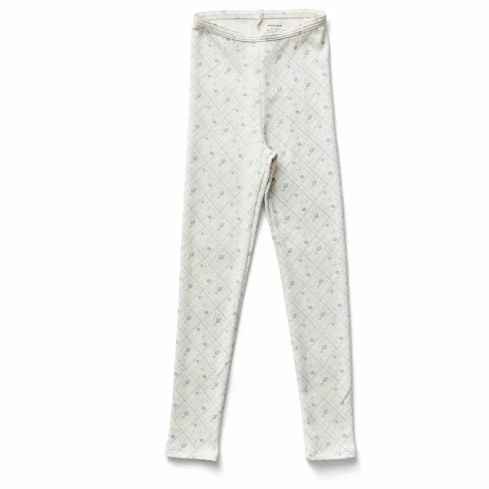 Legging Stretch Fleuri Coton Bio | Bleu pâle