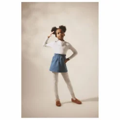 Legging Stretch Fleuri Coton Bio | Bleu pâle