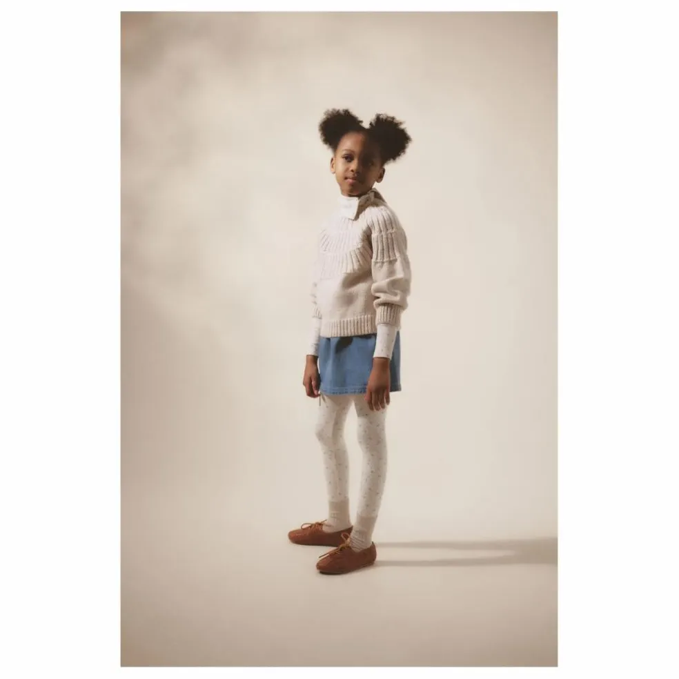 Legging Stretch Fleuri Coton Bio | Bleu pâle