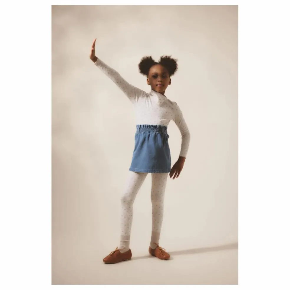 Legging Stretch Fleuri Coton Bio | Bleu pâle