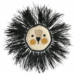 Lion en raphia à accrocher | Noir