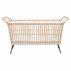 Lit bébé Frederick en rotin - Liens cuir