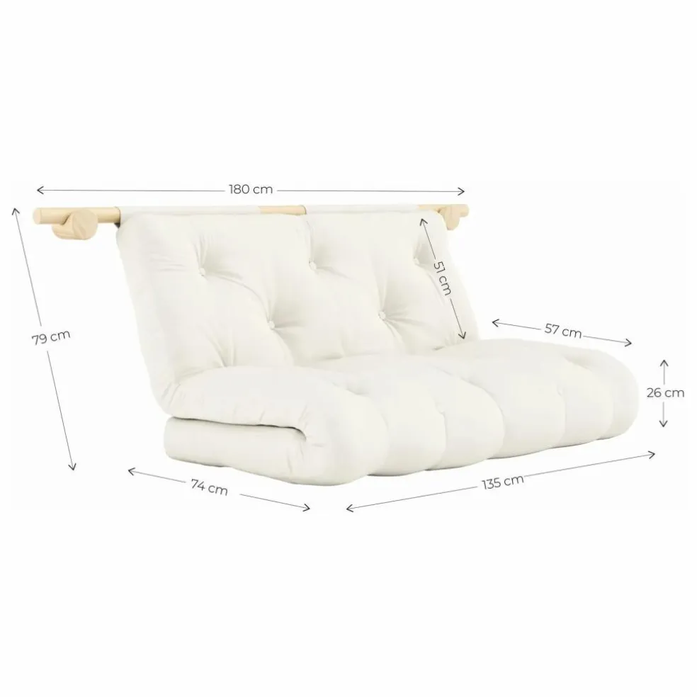 Lit d'appoint Hooked 135x200 cm | Mocha