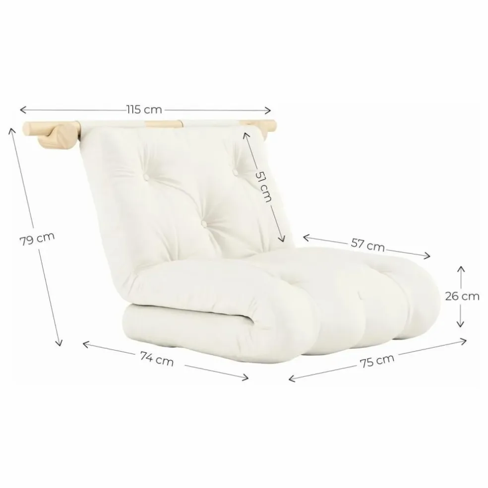 Lit d'appoint Hooked 75x200 cm | Crème