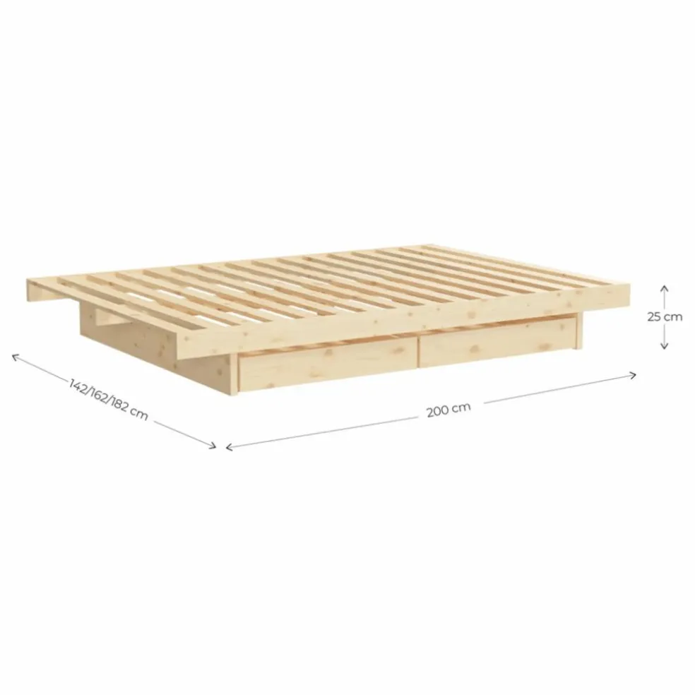 Lit Kanso en bois avec tiroirs