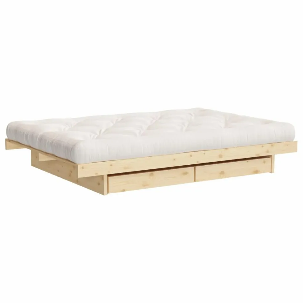 Lit Kanso en bois avec tiroirs