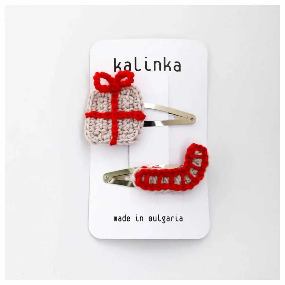 Lot 2 Barrettes Noël Laine Mérinos | Rouge
