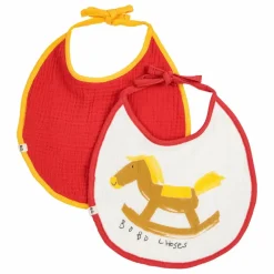 Lot 2 Bavoirs Cheval Gaze de Coton Bio | Rouge