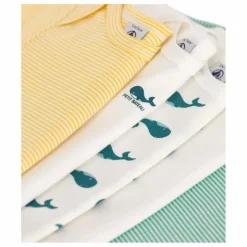 Lot 5 Bodies Baleine Coton Bio | Bleu canard