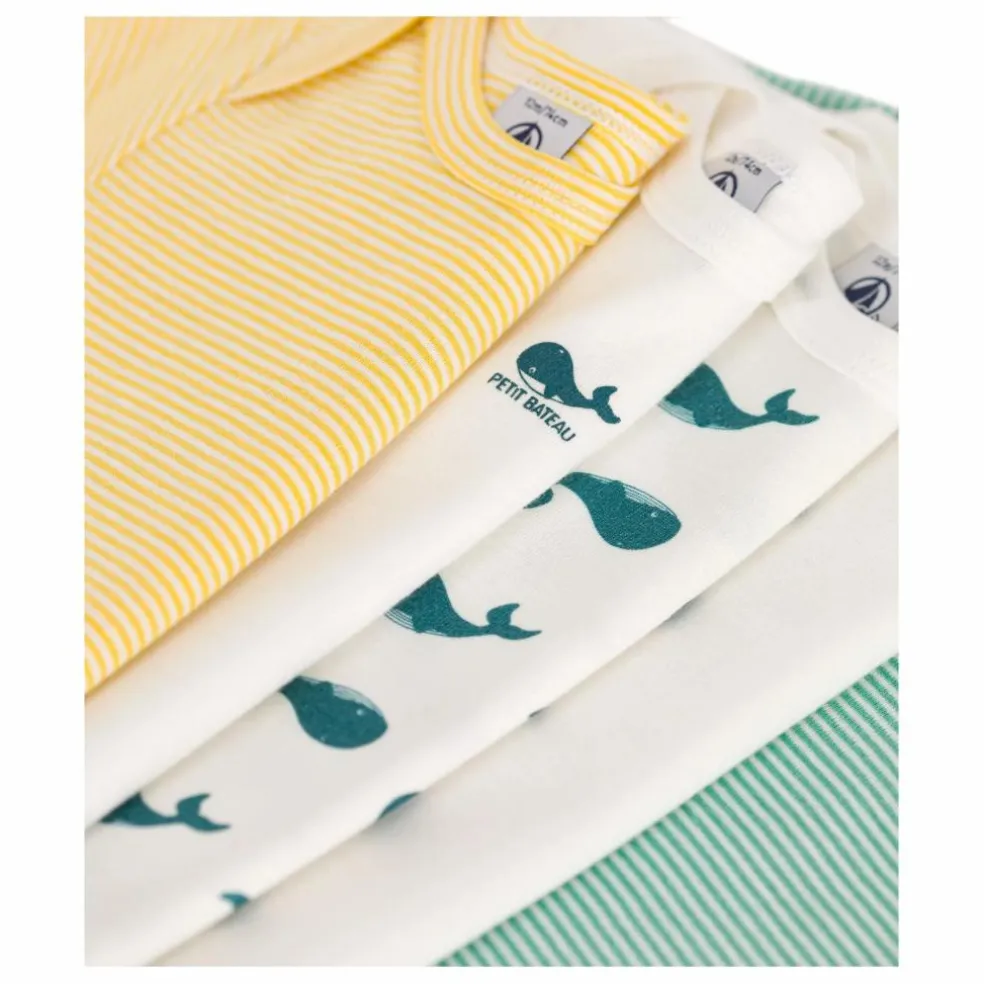 Lot 5 Bodies Baleine Coton Bio | Bleu canard