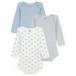 Lot 3 Bodies Baleines Coton Bio | Bleu