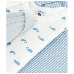 Lot 3 Bodies Baleines Coton Bio | Bleu