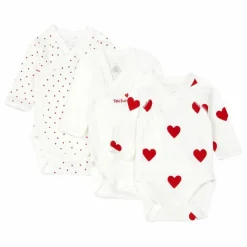Lot 3 Bodies Cœur Croisés Coton Bio | Rouge