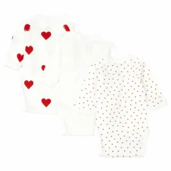 Lot 3 Bodies Cœur Croisés Coton Bio | Rouge