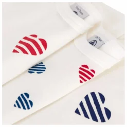Lot 3 Bodies Cœur Rayé Coton Bio | Blanc