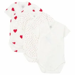 Lot 3 Bodies Cœurs Coton Bio | Rouge