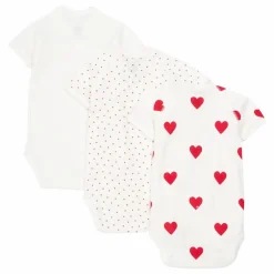 Lot 3 Bodies Cœurs Coton Bio | Rouge