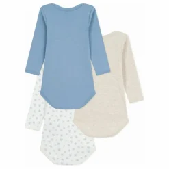 Lot 3 Bodies Cœurs Coton Bio | Bleu